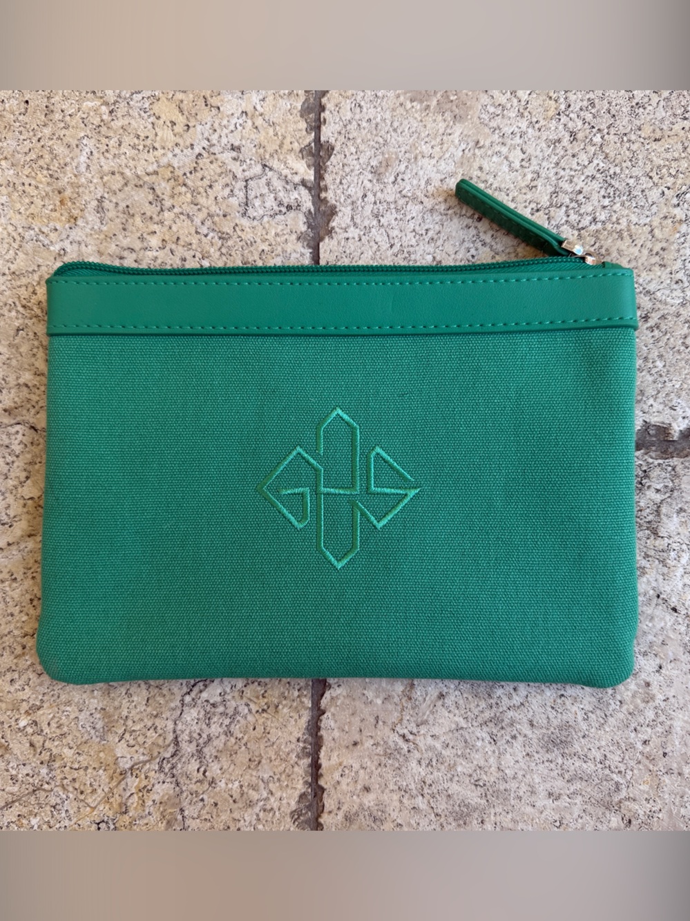 Ettinger London | Men's Green Embroidered Canvas Toiletry Pouch - Unbranded